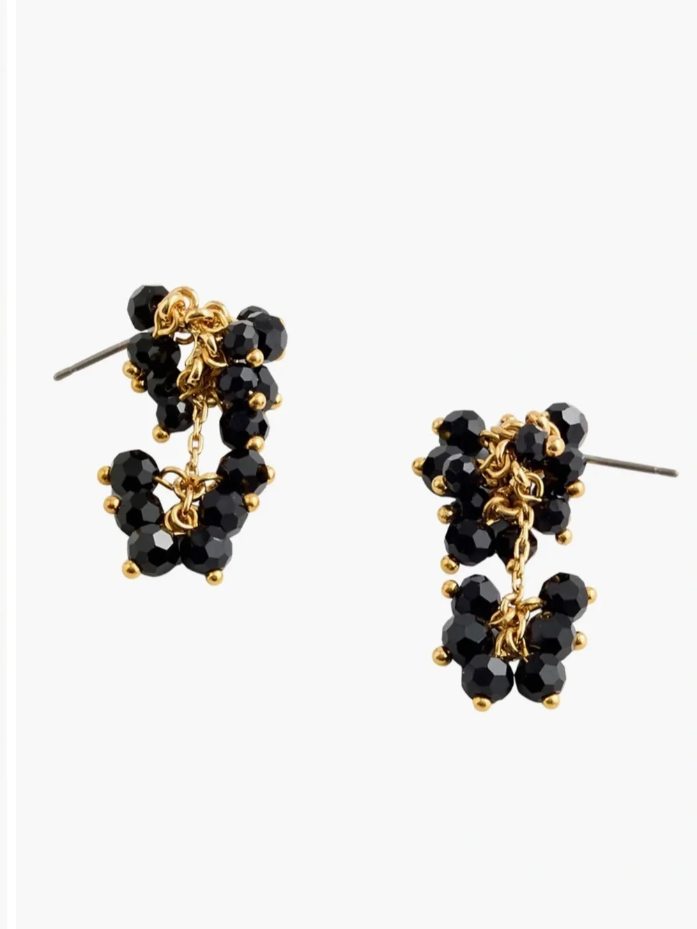Madewell Gold Black Beaded Cluster Drop Earrings NWT